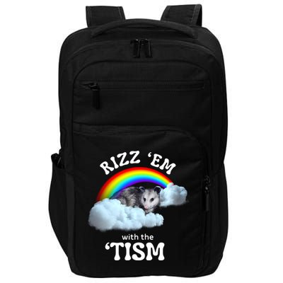 Autism Funny Rizz Em With The Tism Meme Autistic Opossum Impact Tech Backpack