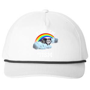 Autism Funny Rizz Em With The Tism Meme Autistic Opossum Snapback Five-Panel Rope Hat