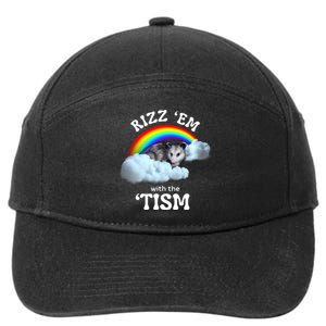 Autism Funny Rizz Em With The Tism Meme Autistic Opossum 7-Panel Snapback Hat