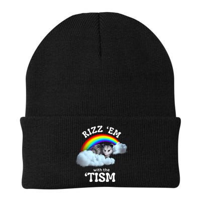 Autism Funny Rizz Em With The Tism Meme Autistic Opossum Beanie