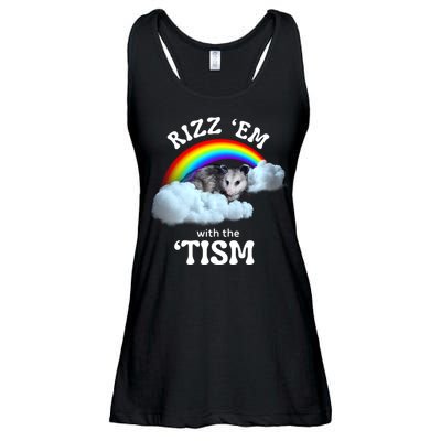 Autism Funny Rizz Em With The Tism Meme Autistic Opossum Ladies Essential Flowy Tank