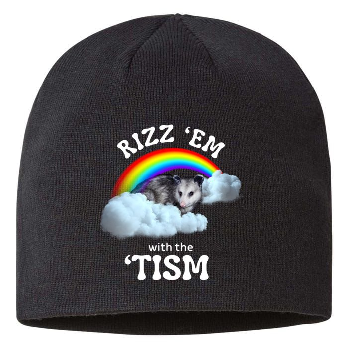 Autism Funny Rizz Em With The Tism Meme Autistic Opossum Sustainable Beanie