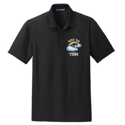 Autism Funny Rizz Em With The Tism Meme Autistic Opossum Dry Zone Grid Polo