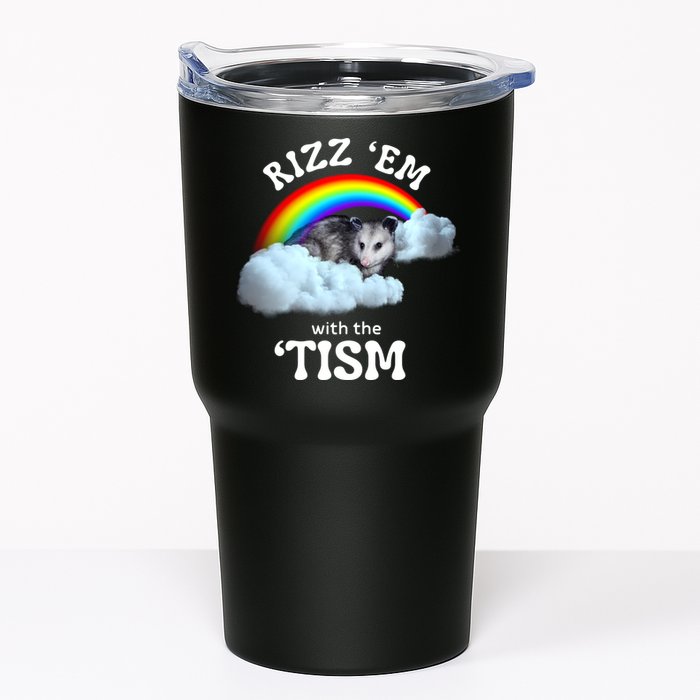Autism Funny Rizz Em With The Tism Meme Autistic Opossum Tumbler
