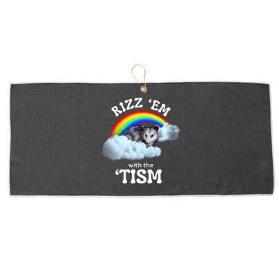 Autism Funny Rizz Em With The Tism Meme Autistic Opossum Large Microfiber Waffle Golf Towel