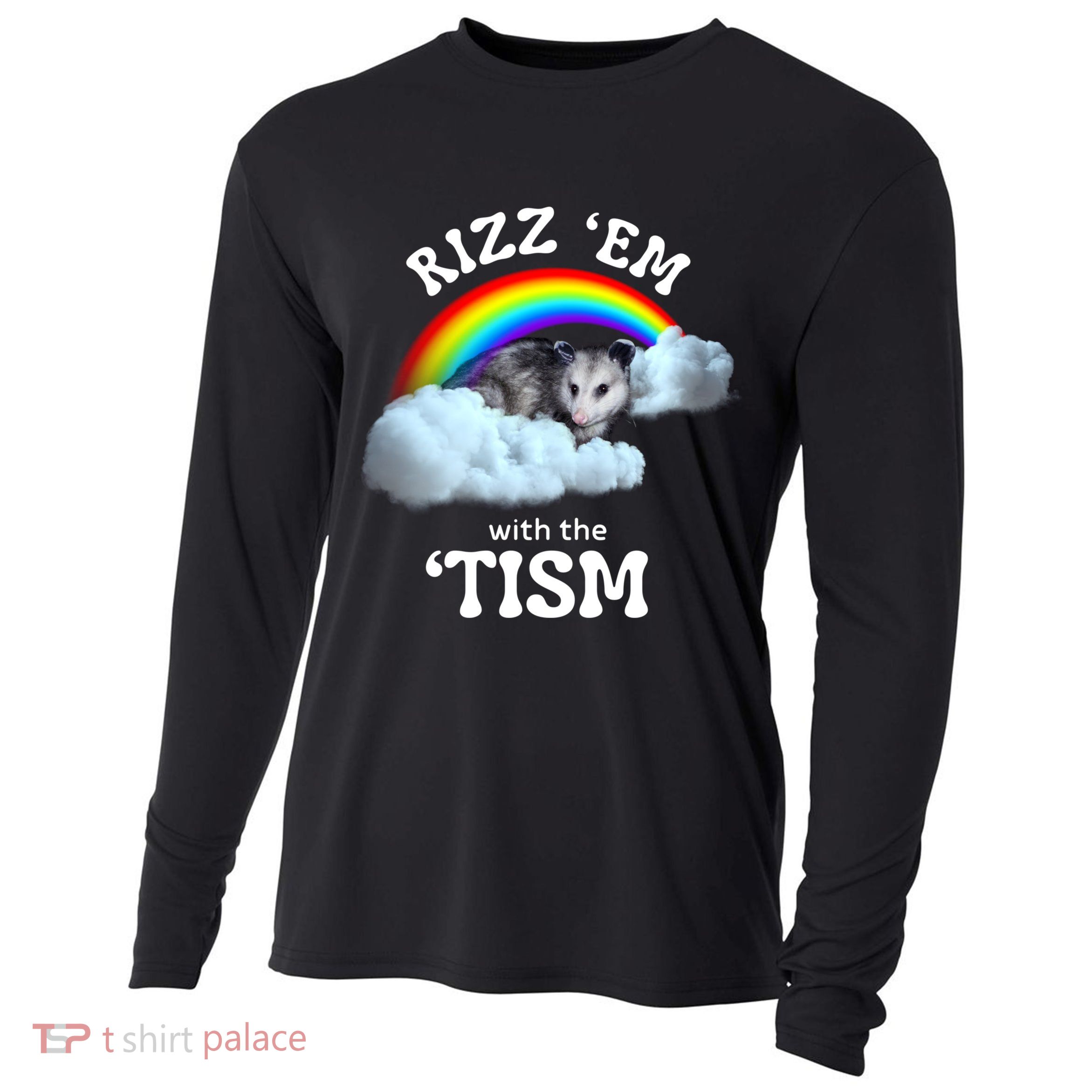 Autism Funny Rizz Em With The Tism Meme Autistic Opossum Cooling Performance Long Sleeve Crew