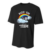 Autism Funny Rizz Em With The Tism Meme Autistic Opossum Youth Performance Sprint T-Shirt