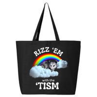 Autism Funny Rizz Em With The Tism Meme Autistic Opossum 25L Jumbo Tote