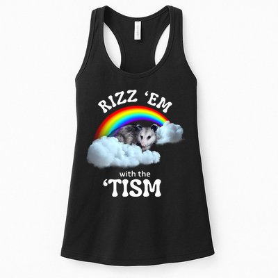Autism Funny Rizz Em With The Tism Meme Autistic Opossum Womens Tank Top
