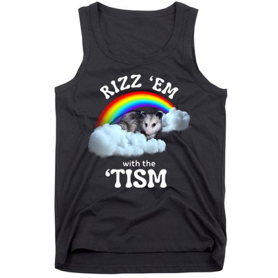 Autism Funny Rizz Em With The Tism Meme Autistic Opossum Tank Top