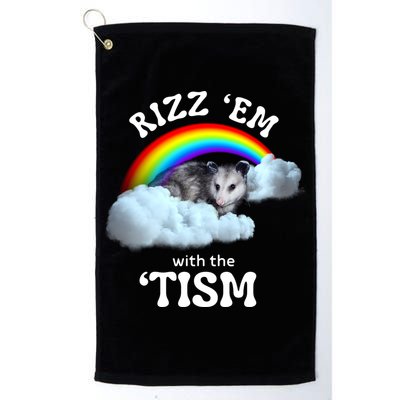 Autism Funny Rizz Em With The Tism Meme Autistic Opossum Golf Towel