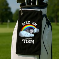 Autism Funny Rizz Em With The Tism Meme Autistic Opossum Golf Towel