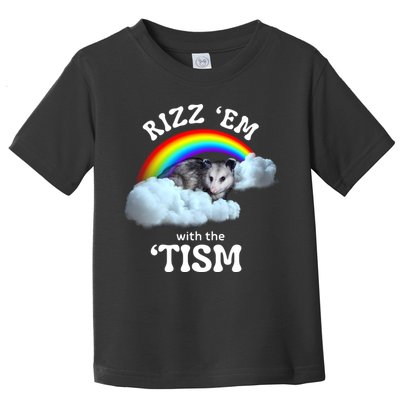 Autism Funny Rizz Em With The Tism Meme Autistic Opossum Toddler T-Shirt