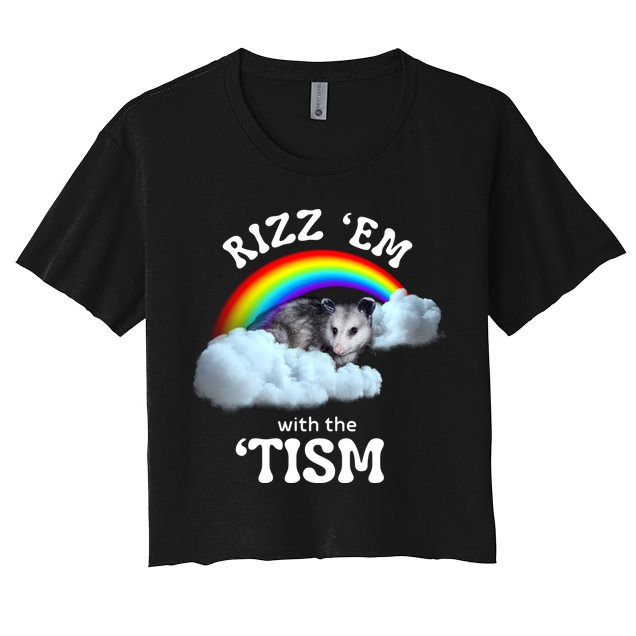 Autism Funny Rizz Em With The Tism Meme Autistic Opossum Crop Top