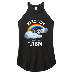 Autism Funny Rizz Em With The Tism Meme Autistic Opossum Women's Perfect Tri Rocker Tank