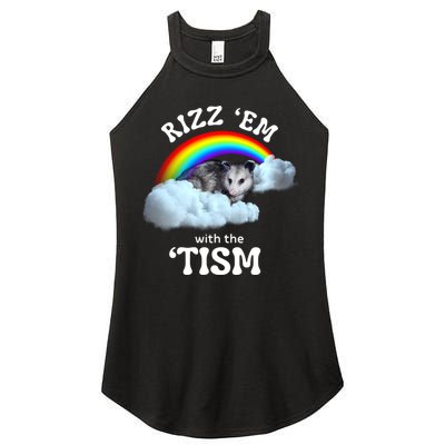 Autism Funny Rizz Em With The Tism Meme Autistic Opossum Women's Perfect Tri Rocker Tank