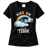 Autism Funny Rizz Em With The Tism Meme Autistic Opossum Womens T-Shirt