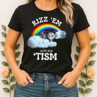 Autism Funny Rizz Em With The Tism Meme Autistic Opossum Womens T-Shirt