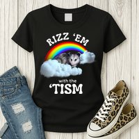 Autism Funny Rizz Em With The Tism Meme Autistic Opossum Womens T-Shirt