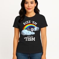 Autism Funny Rizz Em With The Tism Meme Autistic Opossum Womens T-Shirt