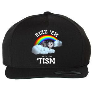 Autism Funny Rizz Em With The Tism Meme Autistic Opossum Wool Snapback Cap