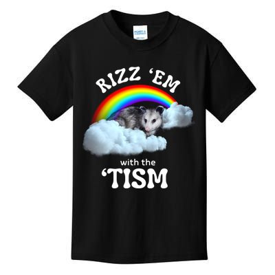 Autism Funny Rizz Em With The Tism Meme Autistic Opossum Kids T-Shirt