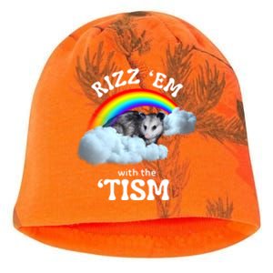 Autism Funny Rizz Em With The Tism Meme Autistic Opossum Kati - Camo Knit Beanie