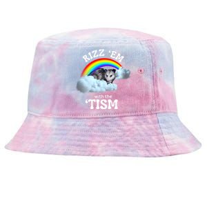 Autism Funny Rizz Em With The Tism Meme Autistic Opossum Tie-Dyed Bucket Hat