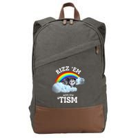 Autism Funny Rizz Em With The Tism Meme Autistic Opossum Cotton Canvas Backpack