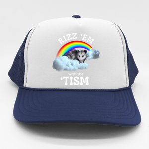 Autism Funny Rizz Em With The Tism Meme Autistic Opossum Trucker Hat