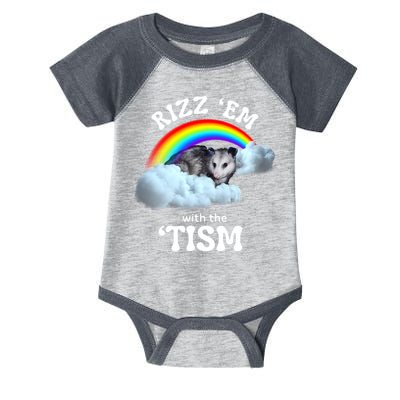 Autism Funny Rizz Em With The Tism Meme Autistic Opossum Infant Baby Jersey Bodysuit