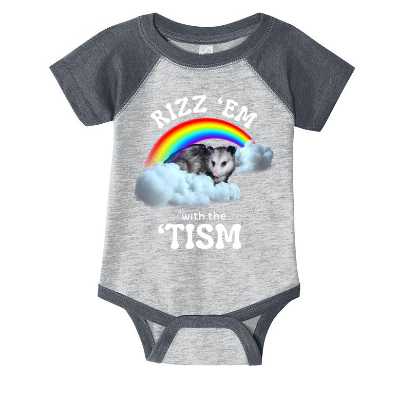 Autism Funny Rizz Em With The Tism Meme Autistic Opossum Infant Baby Jersey Bodysuit