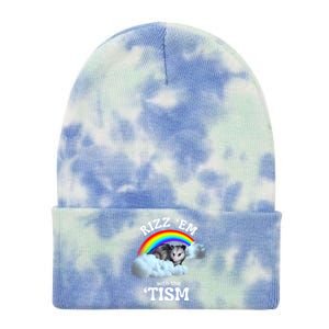 Autism Funny Rizz Em With The Tism Meme Autistic Opossum Tie Dye 12in Knit Beanie