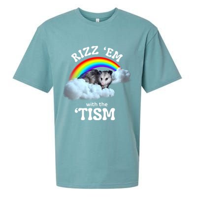 Autism Funny Rizz Em With The Tism Meme Autistic Opossum Sueded Cloud Jersey T-Shirt