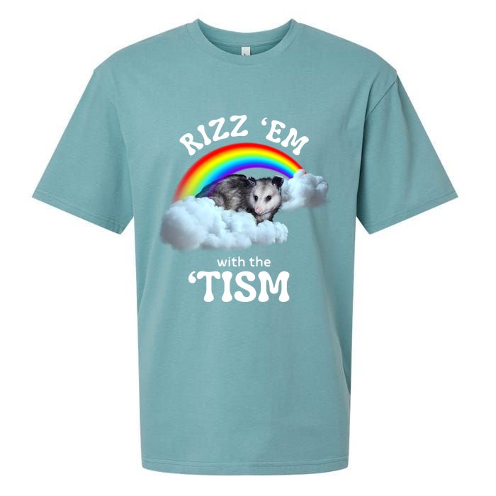 Autism Funny Rizz Em With The Tism Meme Autistic Opossum Sueded Cloud Jersey T-Shirt