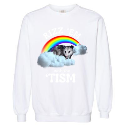 Autism Funny Rizz Em With The Tism Meme Autistic Opossum Garment-Dyed Sweatshirt