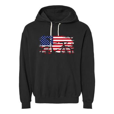 American Flag Road Biking Cycling Apparel Bicycle Cycling Garment-Dyed Fleece Hoodie