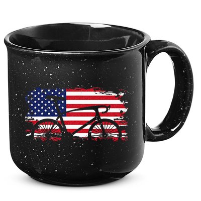 American Flag Road Biking Cycling Apparel Bicycle Cycling 15oz Campfire Ceramic Mug