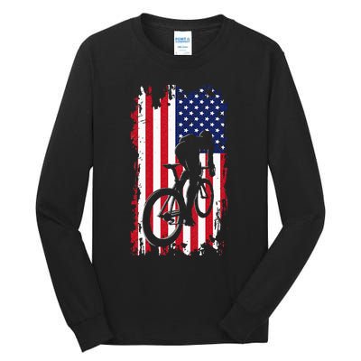 American Flag Road Biking Cycling Apparel Cycling Tall Long Sleeve T-Shirt