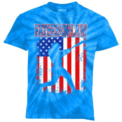 American Flag Retro Baseball Fatherinlaw Funny Fathers Day Meaningful Gift Kids Tie-Dye T-Shirt