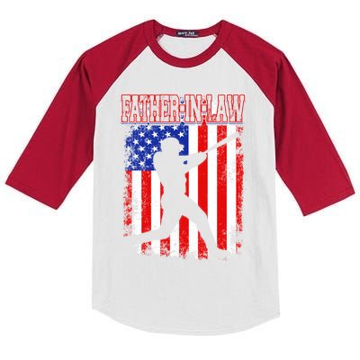 American Flag Retro Baseball Fatherinlaw Funny Fathers Day Meaningful Gift Kids Colorblock Raglan Jersey