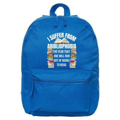Abibliophobia Funny Reading Book Lover Bookworm Reader Nerd Gift 16 in Basic Backpack