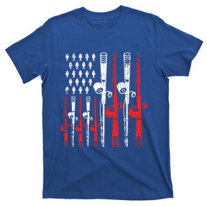 American Flag Retro Fishing Rod Lover Dad Papa Fisher Gift T-Shirt