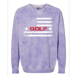 American Flag Retro Golf Mom Dad Brother Cool Gift Colorblast Crewneck Sweatshirt