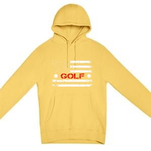 American Flag Retro Golf Mom Dad Brother Cool Gift Premium Pullover Hoodie