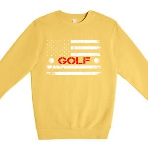 American Flag Retro Golf Mom Dad Brother Cool Gift Premium Crewneck Sweatshirt