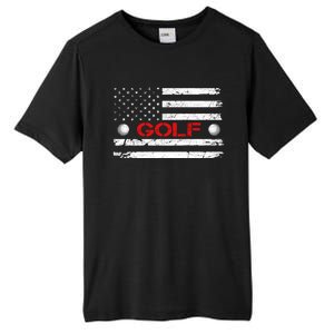 American Flag Retro Golf Mom Dad Brother Cool Gift Tall Fusion ChromaSoft Performance T-Shirt