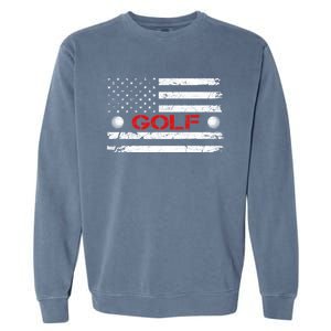 American Flag Retro Golf Mom Dad Brother Cool Gift Garment-Dyed Sweatshirt