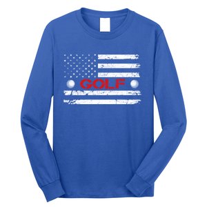 American Flag Retro Golf Mom Dad Brother Cool Gift Long Sleeve Shirt