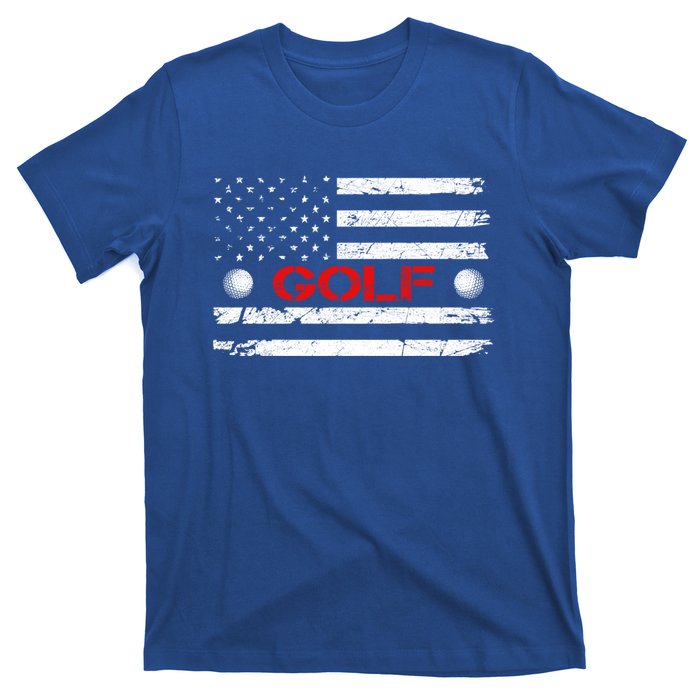 American Flag Retro Golf Mom Dad Brother Cool Gift T-Shirt